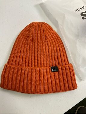 RUSTY ORANGE STRIPE SATIN LINED BEANIE